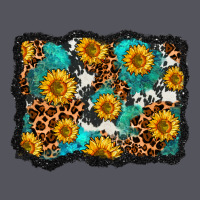 Cowhide Leopard Turquoise Sunflowers Pattern Olivia Vintage Hoodie | Teevron