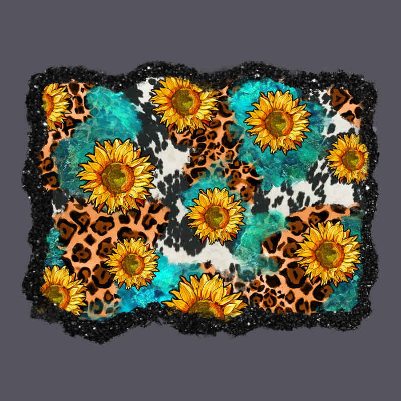 Cowhide Leopard Turquoise Sunflowers Pattern Olivia Vintage Hoodie by OliviaCreatesArt | Teevron