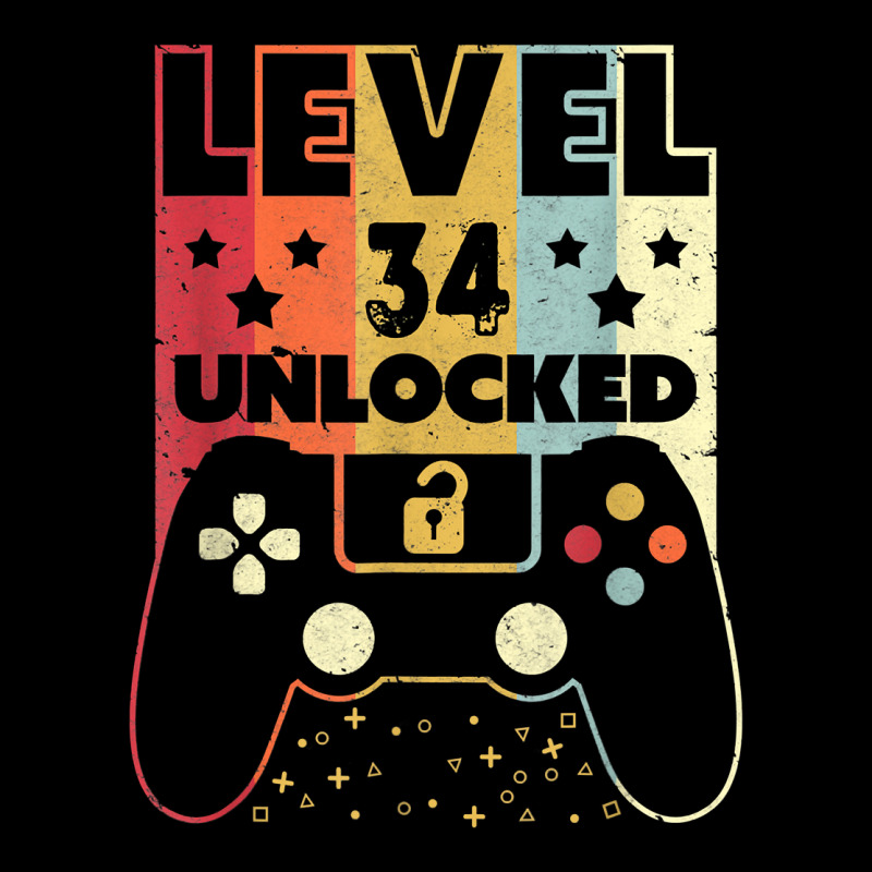 Level 34 Unlocked Shirt Video Gamer 34th Birthday Gifts Tee T Shirt Zipper Hoodie by longCreatives | Teevron