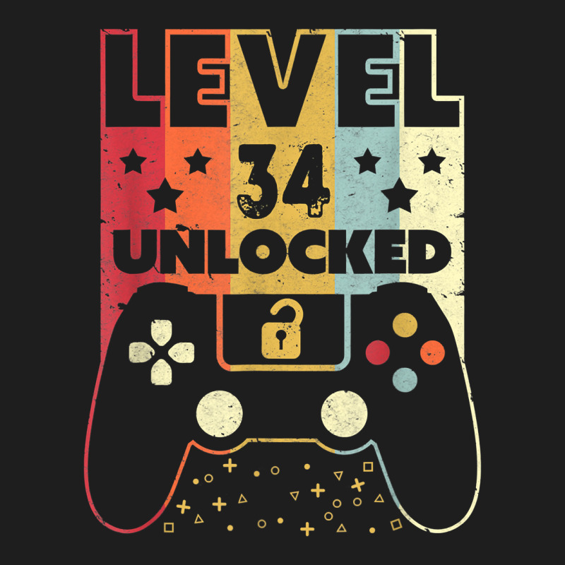 Level 34 Unlocked Shirt Video Gamer 34th Birthday Gifts Tee T Shirt Heavyweight Hoodie by longCreatives | Teevron