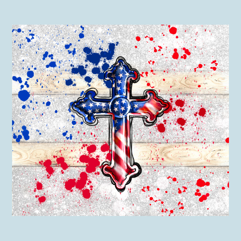 4th Of July Flag Cross Ladies Tee by TumblerDesignByShophia | Teevron