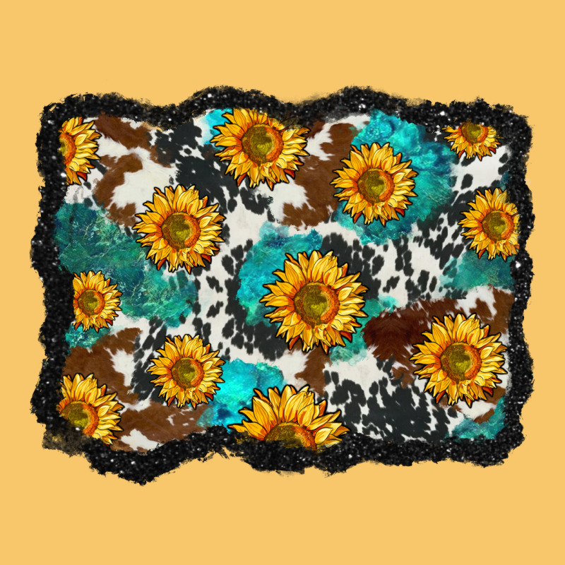 Cowhide  Turquoise Sunflowers Pattern Olivia Vintage Hoodie by OliviaCreatesArt | Teevron