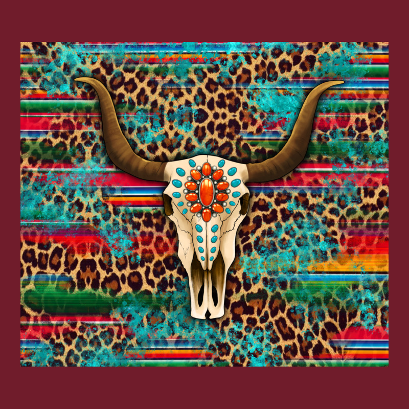 Western Serape Leopard Bull Skull Turquoise Zipper Hoodie by Artiststas | Teevron