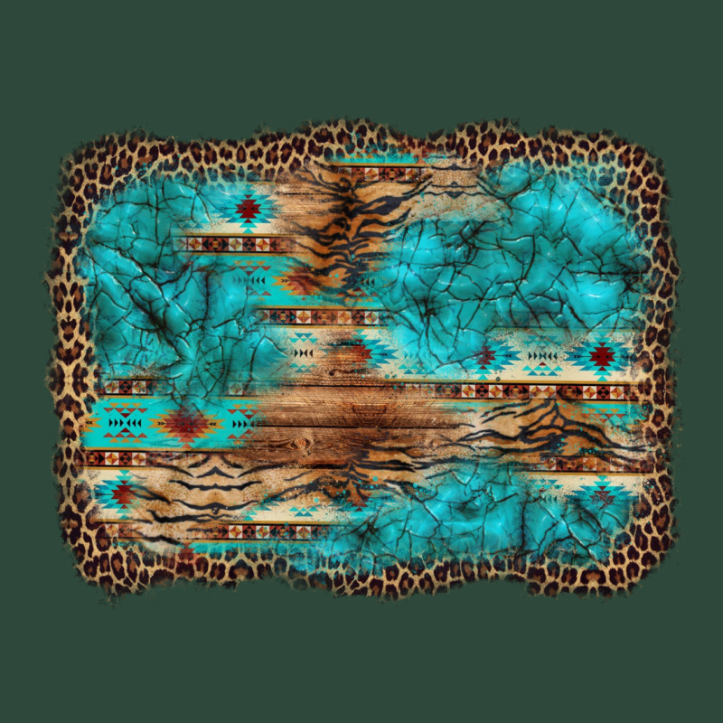 Western Turquoise Stone Aztec Tiger Pattern Background Zipper Hoodie by Artiststas | Teevron