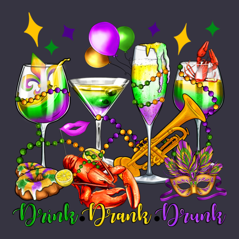 Drink Drank Drunk Mardi Gras Wine Glasses Olivia Vintage Hoodie by OliviaCreatesArt | Teevron