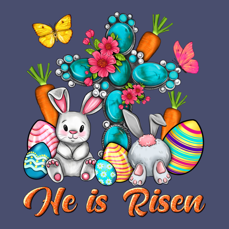 He Is Risen With Cross Easter Day Vintage Tee by HowdyJamesFarm | Teevron