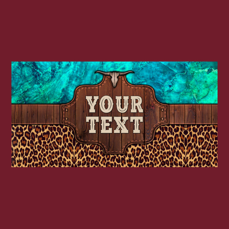 Preview Custom Name Turquoise Stone Leopard Bull Skull License Plate Zipper Hoodie by Artiststas | Teevron