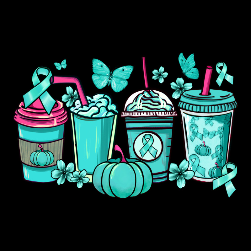 Ovarian Cancer Coffee Cups Teal Ribbon Premium Tee by NancyCooperArtShop | Teevron