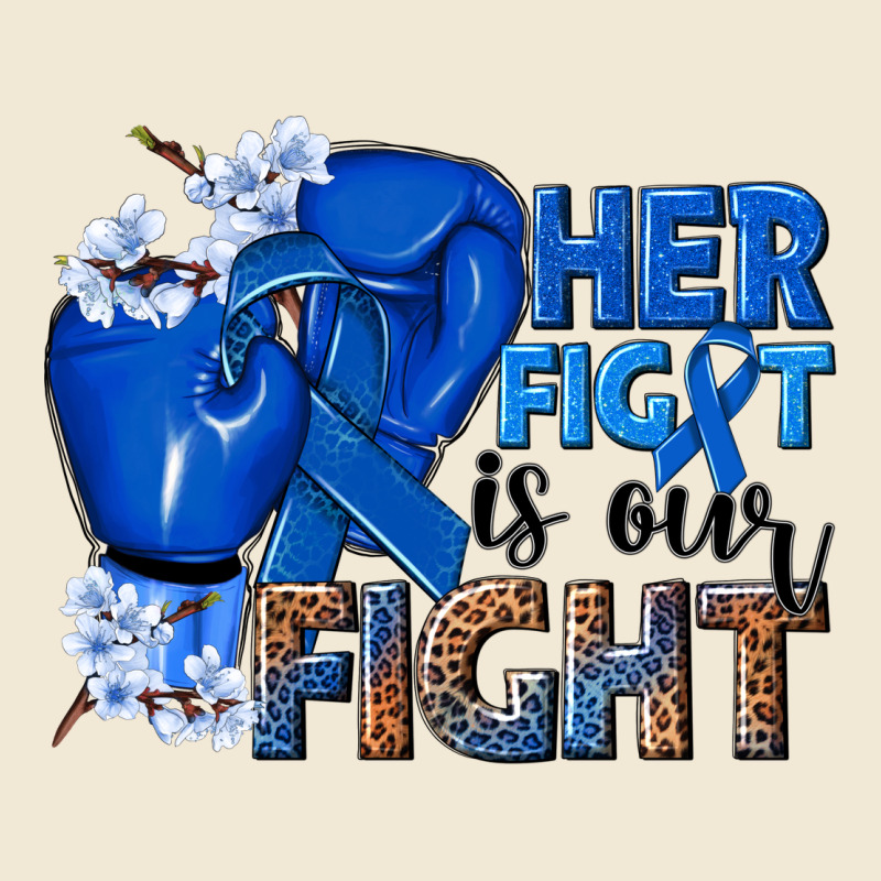 Her Fight Is Our Fight Colon Cancer Blue Ribbon Premium Tee by NancyCooperArtShop | Teevron