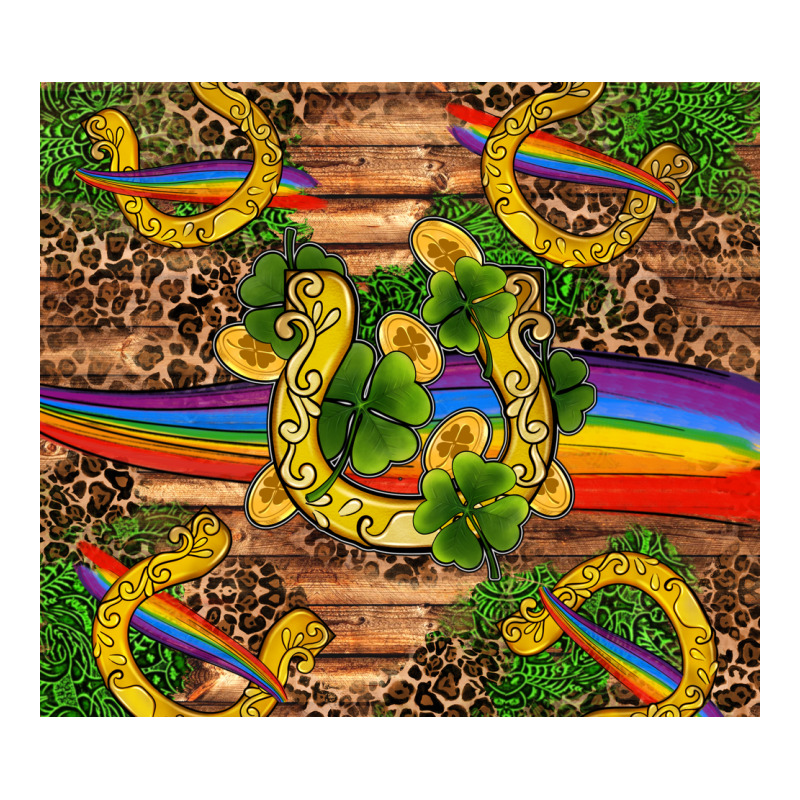 St Patricks Day Horseshoe Shamrock Rainbow Gold Premium Tee by RanaPortraitStore | Teevron