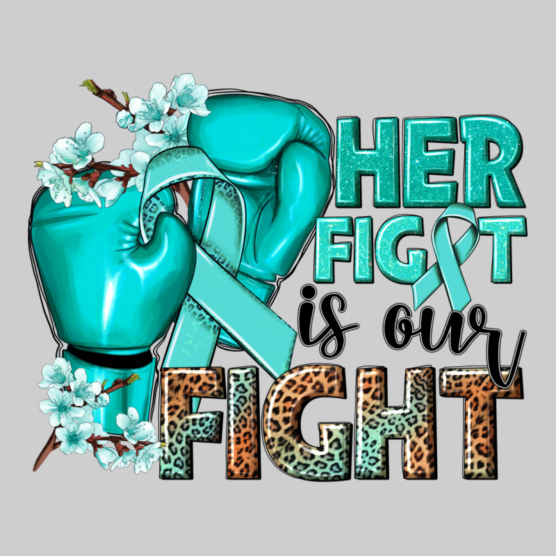 Her Fight Is Our Fight Ovarian Cancer Teal Ribbon Premium Tee by NancyCooperArtShop | Teevron