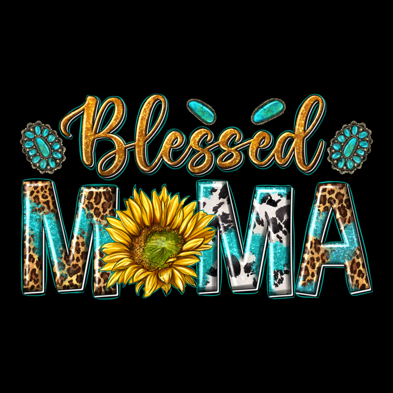 Western Blessed Mama With Leopard And Sunflower Premium Tee by texasbilliewilder | Teevron