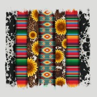 Cowhıde Aztec Serape Wıth Leopard And Sunflowers Brushstroke Zipper Hoodie | Teevron