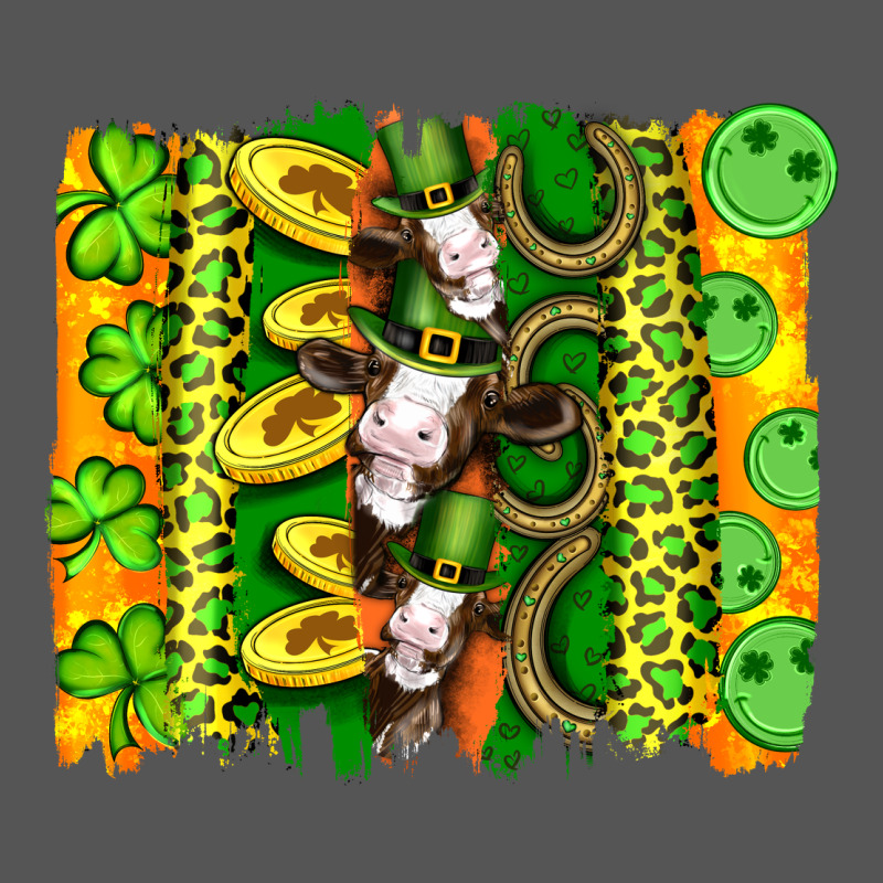 St Patricks Cow And Coin Wıth Clovers And Leopard Brushstrokes Zipper Hoodie by Artiststas | Teevron