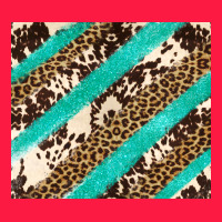 Turquoise Glitter Leopard And Cowhide Zipper Hoodie | Teevron