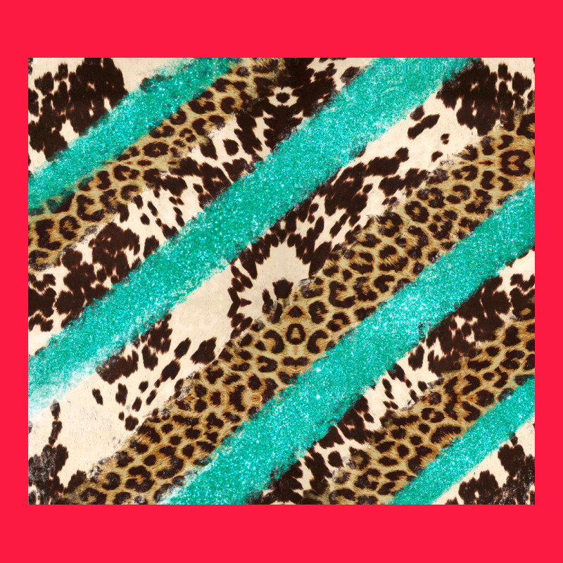 Turquoise Glitter Leopard And Cowhide Zipper Hoodie by Artiststas | Teevron