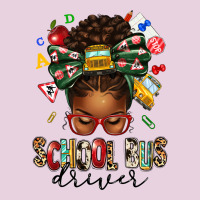 School Bus Driver Afro Messy Bun Ladies Tee | Teevron