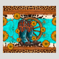 Cowboy Boots And Sunflowers Turquoise Leopard Background Zipper Hoodie | Teevron