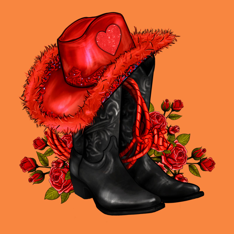Valentines Day Cowboy Boots Red  And Roses Premium Sweatshirt by AdoDesignShop | Teevron