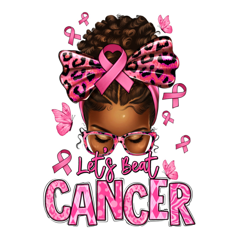 Lets Beat Cancer Afro Messy Bun Ladies Tee by texasbilliewilder | Teevron