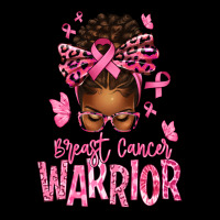Brest Cancer Warrior Afro Messy Bun Ladies Tee | Teevron