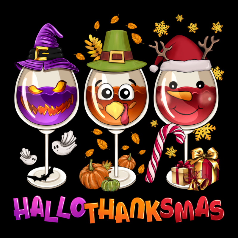 Hallothanksmas Wine Glasses Premium Tee by NancyCooperArtShop | Teevron