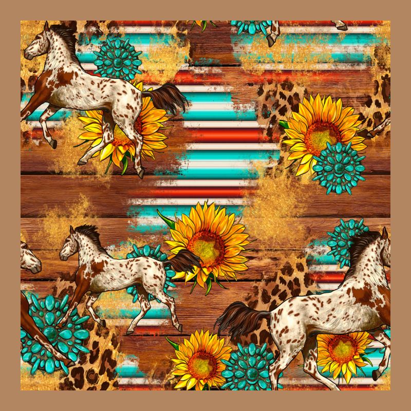 Western Horse Sunflowers Gemstone Seamless Pattern Long Sleeve Tee by FaDigitalArtStudio | Teevron