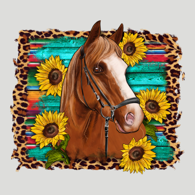 Horse Sunflowers Turquoise Wooden Serape Leopard Zipper Hoodie by Artiststas | Teevron