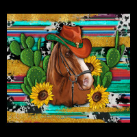 Western Horse Cowboy Hat Cactus Sunflowers Glitter Cowhide Serape Turq Zipper Hoodie | Teevron