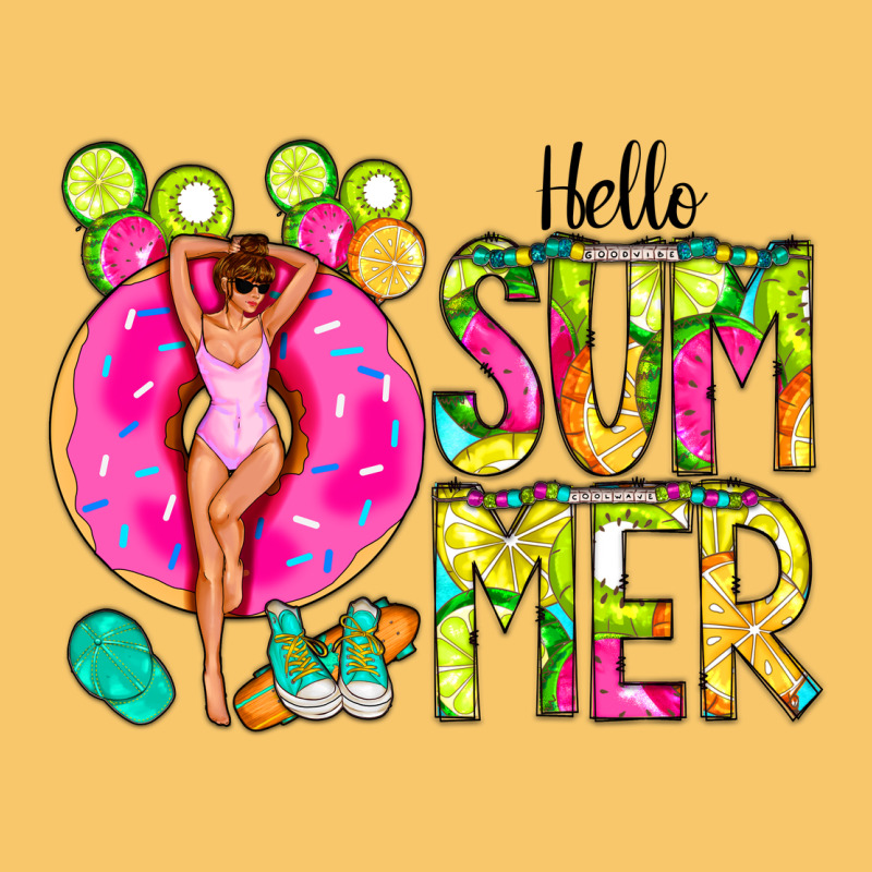 Hello Summer Donut Girl Vintage Hoodie by CowCowDesign | Teevron