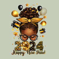 2024 Happy New Year  Afro Messy Bun Ladies Tee | Teevron