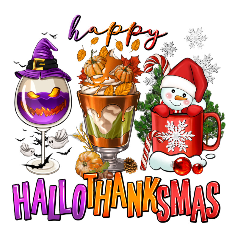 Happy Hallothanksmas Wine Glass And Coffee Premium Tee by NancyCooperArtShop | Teevron