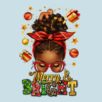 Merry And Bright Christmas Afro Messy Bun Ladies Tee | Teevron