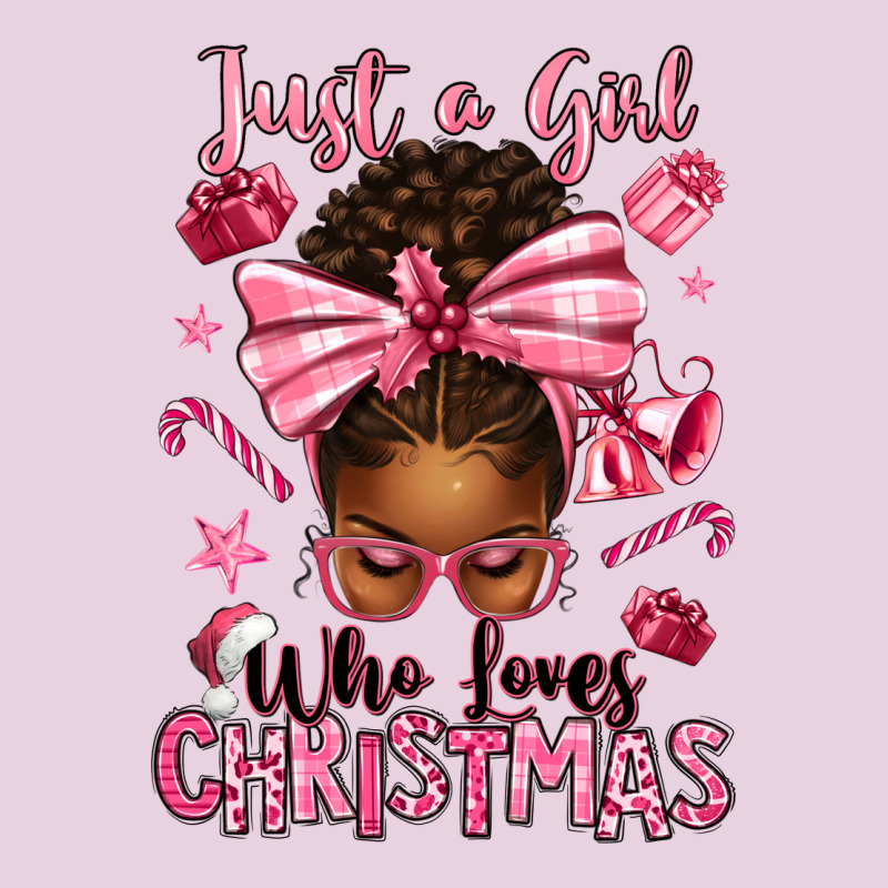 Just A Girl Who Loves Pink Christmas Afro Messy Bu Ladies Tee by texasbilliewilder | Teevron