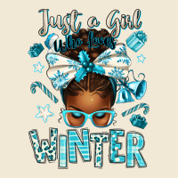Just A Girl Who Loves Winter Afro Messy Bun Ladies Tee | Teevron