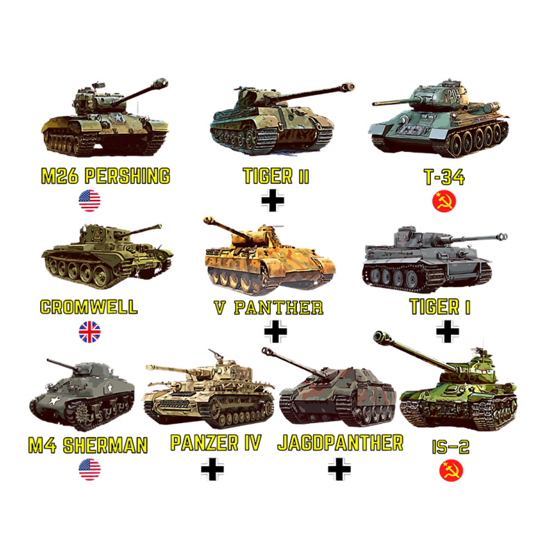 Top Ten Best Ww2 Tanks M4 Sherman Panzer Iv Tiger Ii T34 Premium Tee by longCreatives | Teevron