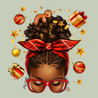 Christmas Afro Messy Bun Ladies Tee | Teevron