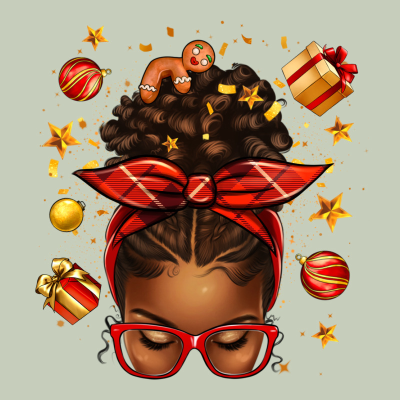 Christmas Afro Messy Bun Ladies Tee by texasbilliewilder | Teevron