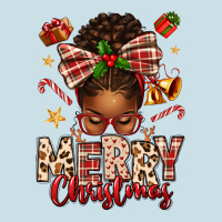 Merry Christmas Afro Messy Bun Ladies Tee | Teevron