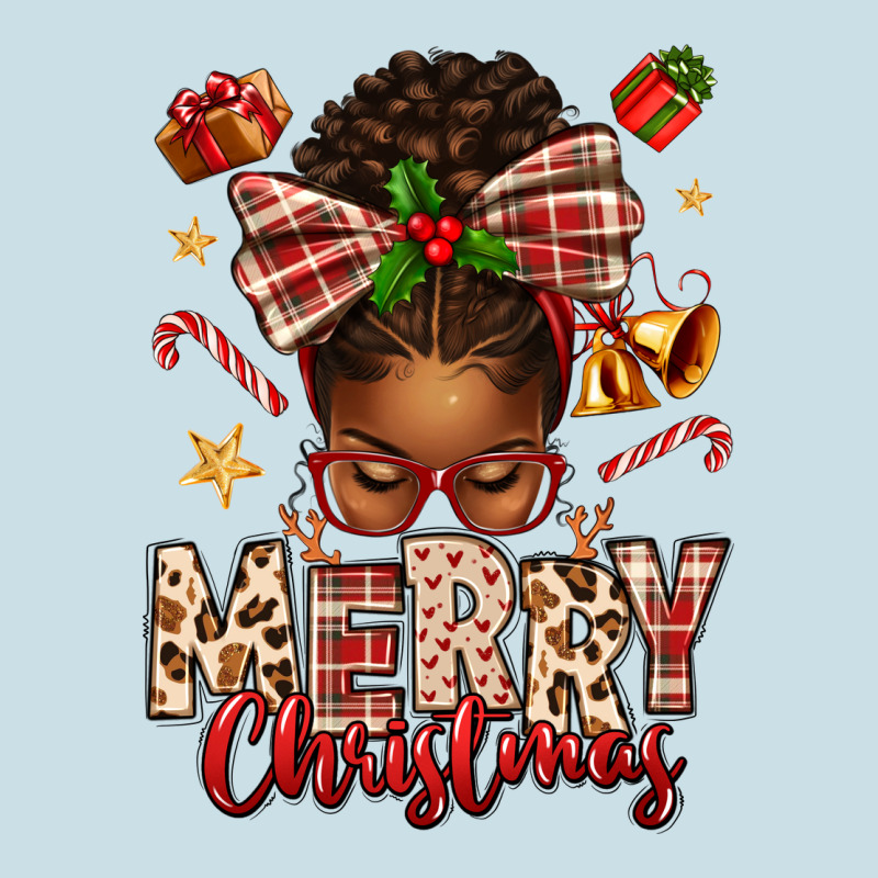 Merry Christmas Afro Messy Bun Ladies Tee by texasbilliewilder | Teevron