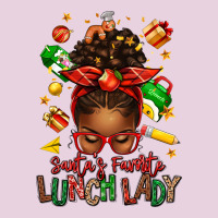 Santas Favorite Lunch Lady Afro Messy Bun Ladies Tee | Teevron