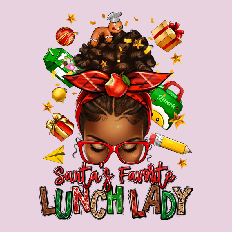 Santas Favorite Lunch Lady Afro Messy Bun Ladies Tee by texasbilliewilder | Teevron