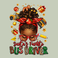 Santas Favorite School Bus Driver Afro Messy Bun Ladies Tee | Teevron