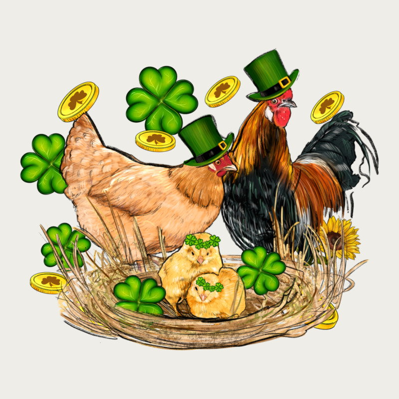 St Patricks Day Farm Chicken Rooster Chick  Shamrock Gold Zipper Hoodie by Artiststas | Teevron
