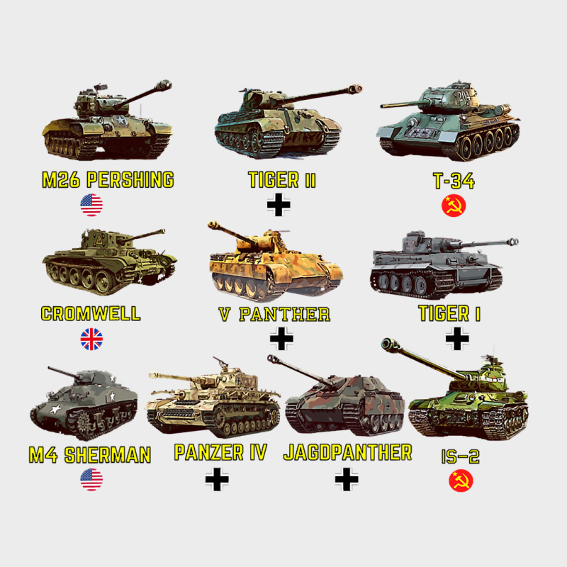 Top Ten Best Ww2 Tanks M4 Sherman Panzer Iv Tiger Ii T34 Urban Hoodie by longCreatives | Teevron
