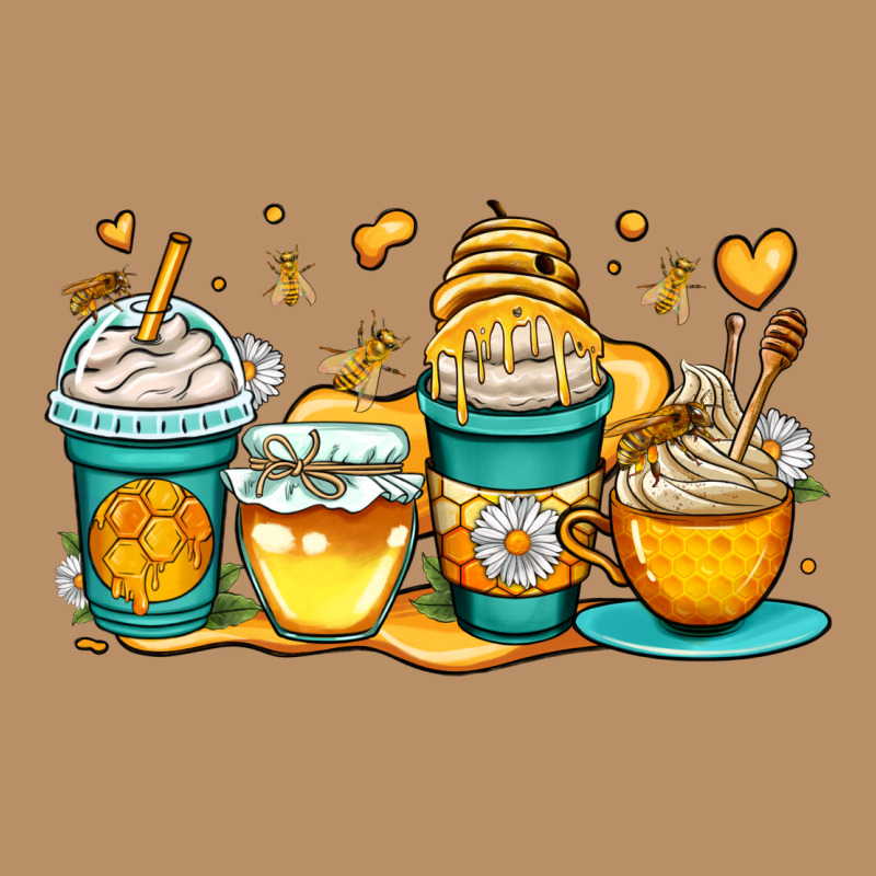 Honey Bee Coffee Cups Vintage Hoodie by OliviaCreatesArt | Teevron