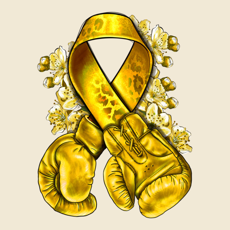 Childhood Cancer Yellow Ribbon With Boxing Gloves Premium Tee by NancyCooperArtShop | Teevron