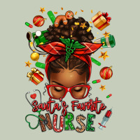 Santa's Favorite Nurse Afro Messy Bun Ladies Tee | Teevron