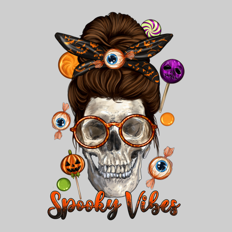 Spooky Vibes Skull Messy Bun Premium Tee by texasbilliewilder | Teevron