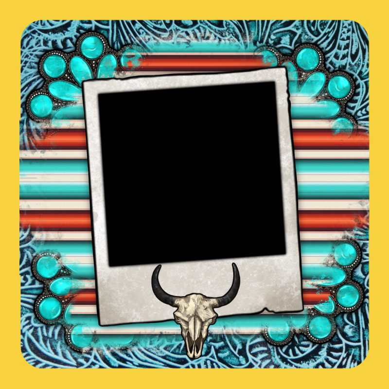 Gemstone Turquoise Serape Custom Photo Frame Coaster Premium Sweatshirt by BarkalooDesign | Teevron